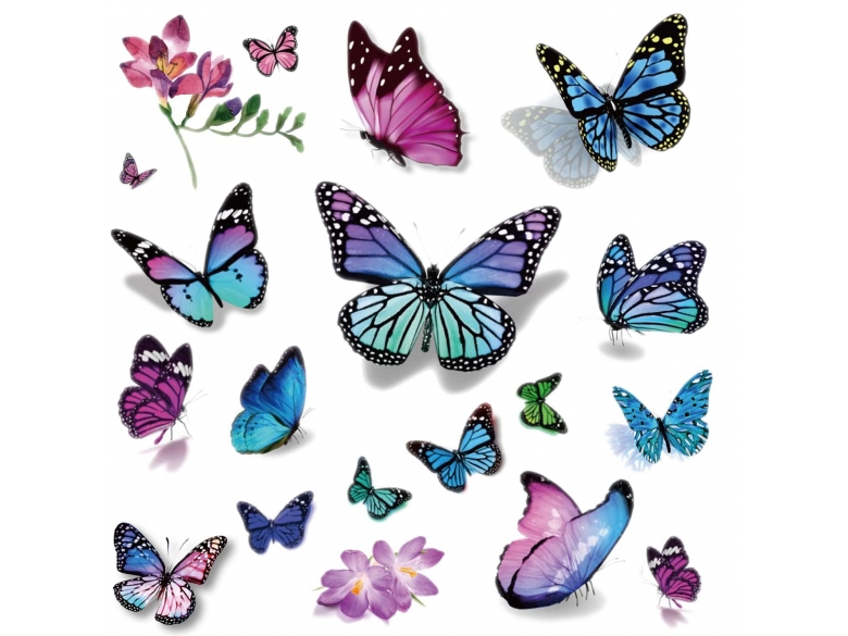 2 Blätter Temporäre Schmetterling-Tattoos – Einfach Aufzukleben, Halten 4-6 Tage, Wasserfest