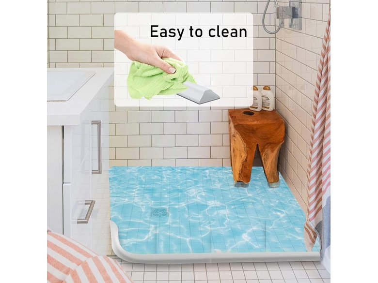Dusch-Schwelle Selbstklebend – Silikon, 100 Cm Weiß, Wasserdichter Schwallschutz